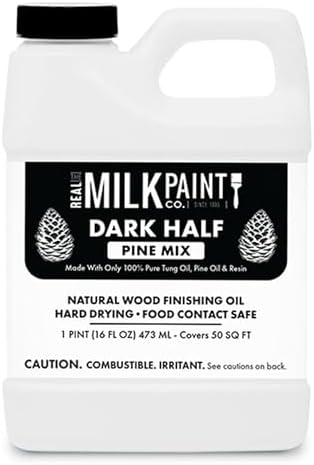 Real Milk Paint Dark Half, Dark Tung Oil and Orange Peel Oil for Wood Finishing, Cutting Boards, Butcher Blocks, Wood Floors, Clay, Stone, and Slate, Food Grade, 1 Gallon