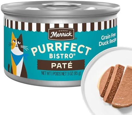 Merrick Purrfect Bistro Grain Free Premium Soft Canned Pate Adult Wet Cat Food, High Protein Duck Recipe - (Pack of 24) 3 oz. Cans
