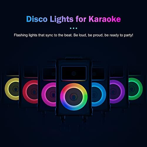 JYX Karaoke Machine with 2 Wireless Mics, 10" Woofer 500W Peak Power Big Portable Bluetooth Speaker with Bass/Treble Adjustment