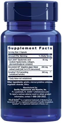 Life Extension Fast-Acting Joint Formula, 30 Capsules | With Keratin, Korean Angelica & Hyaluronic Acid, Joint Health Support, Non-GMO & Gluten-Free