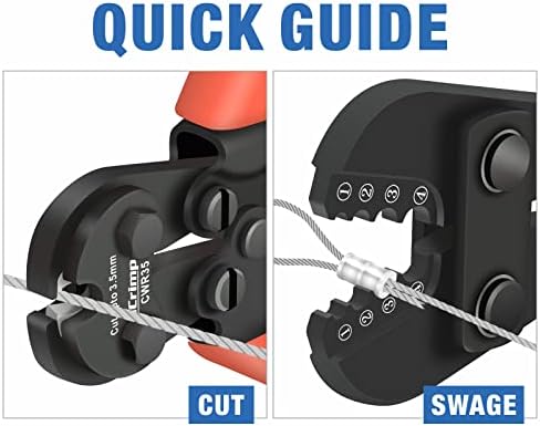 iCrimp Wire Rope Crimping Tool for Aluminum Loop Sleeve, Two Barrel Ferrule, Oval Sleeves, 3/64 in to 1/8 in, Swaging Tool Kit with Wire Rope Cutter