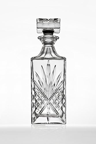 Crystal Whiskey Decanter, Lead-Free Barware Gift for Men, Scotch Bourbon Liquor, Irish Cut, 750ml
