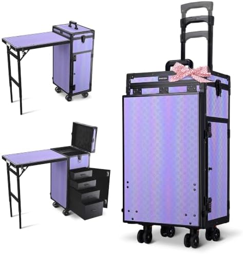 BYOOTIQUE Portable Nail Desk with 4 Storage Drawer Rolling Manicure Table