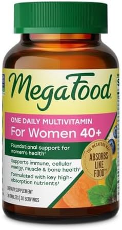 MegaFood One Daily Multivitamin for Women 40+ with 22 Nutrients, 30 Tablets | Immune Support, Cellular Energy, Muscle & Bone Health, Methylated B12, Methylfolate, Vitamin D3, C and Zinc, 30 Servings