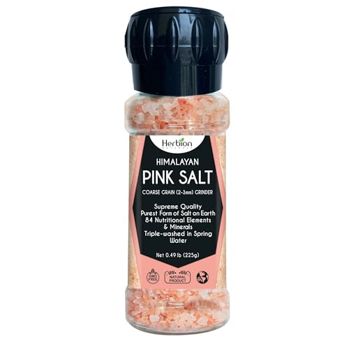 HERBION Naturals Himalayan Pink Salt Jar Fine Grain, GMO Free, Supreme Quality Chemical Free, Vegan, Kosher Certified, Fine Grain All Natural Salt