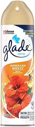 Glade Air Freshener Spray 8 Oz Collection 4 Flavors: Lavender & Peach Blossom, Hawaiian Breeze, Clean Linen & Apple Cinnamon. Pack of 4.