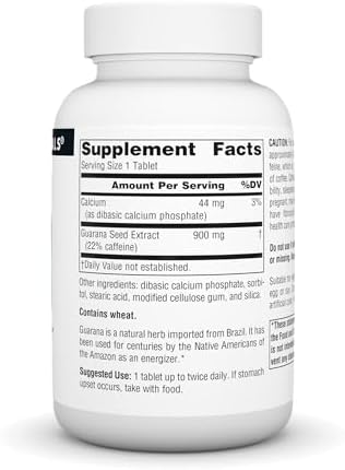 Source Naturals Guarana Energizer, 900 mg -100 Tablets | Energy Booster