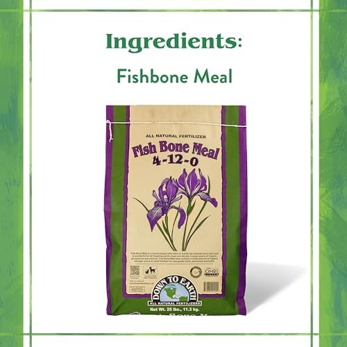 Down To Earth All Natural Fertilizers Organic Fish Bone Meal - 4-12-0, 25lb | High Phosphorus Plant Food for Buds, Bulbs, Blooms, Flower Beds