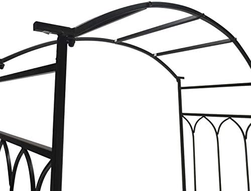 Outsunny Metal Trellis Arbor Arch with Garden Bench Steel 484 lbs. Black
