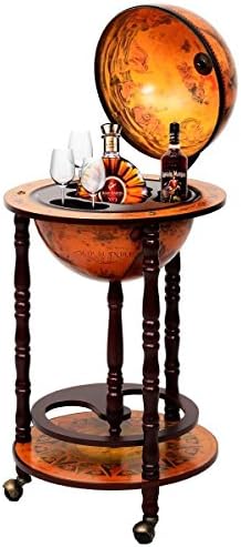 36" Wood Globe Wine Bar Stand 16th Century Italian Rack Liquor Bottle Shelf New