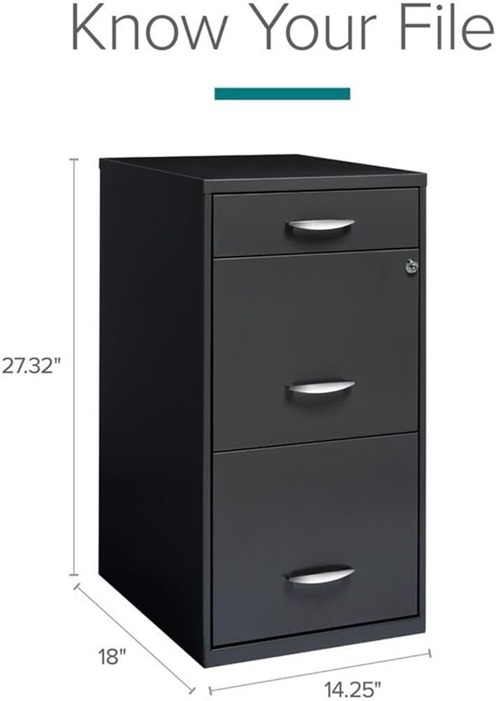 Pemberly Row 3 Drawers 27.32" Vertical Charcoal Metal Filing Cabinet Lockable Pre-Assembled Stationary Letter Size for Home, Office