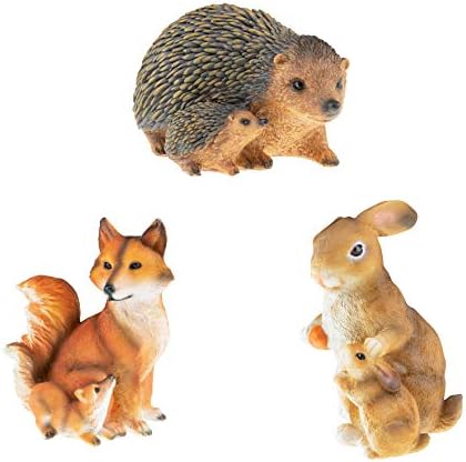 CLEVER GARDEN Cute Resin Garden Statue Decoration, Outdoor Lawn Yard Polyresin Animal Figurine Sculpture Ornament Décor, Fox Family