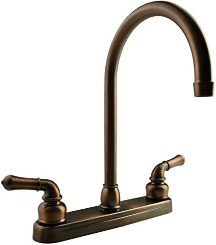 Dura Faucet DF-PK330HC-SN RV J-Spout Kitchen Sink Faucet (Satin Nickel) | Tall spout clears big pots; dual levers fine-tune water flow. Brushed Satin Nickel.