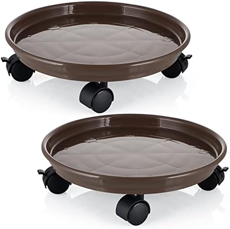 Skelang 13" Plant Caddy, Movable Plant Stand Pot Saucer, Plant Pallet Tray Trolley with Casters, Plant Dolly for Garden Planter, Deck Potted Plant