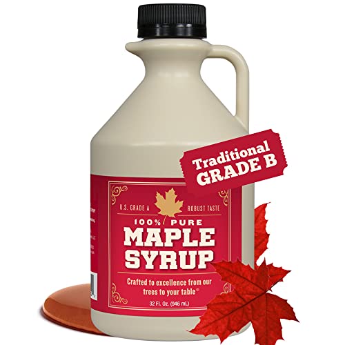 Grade B Maple Syrup 32 Oz Jug – 100% Pure Maple Syrup (Now Grade A Dark) Bold