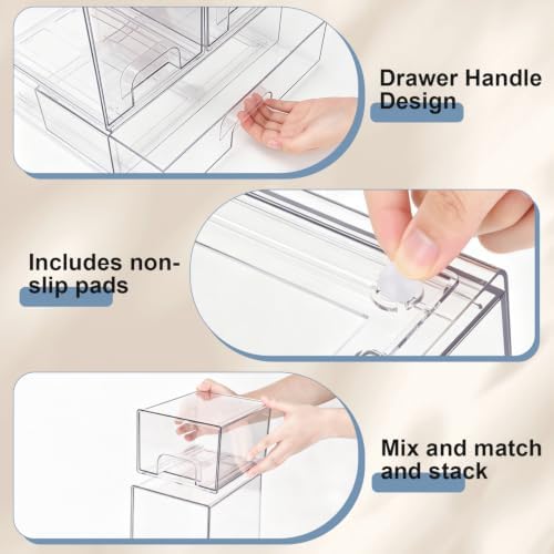 QRRICA Baby Bottle Organizer for Countertop, 5-Piece Stackable Clear Acrylic Storage with Non-Slip Pads & Handles – Large Capacity for Kitchen