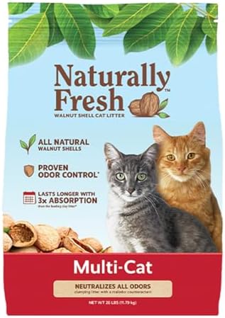Naturally Fresh Cat Litter Made From Walnut Shells, Unscented, Multi-Cat, Upcycled, Low Dust, Sustainable, 26 Lbs