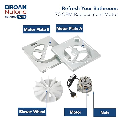 Broan-NuTone RE70BN 70 CFM Bathroom Exhaust Fan Replacement Motor Kit, Easy DIY Replacement Motor Kit for 70 CFM and 50 CFM Bath Fans, White
