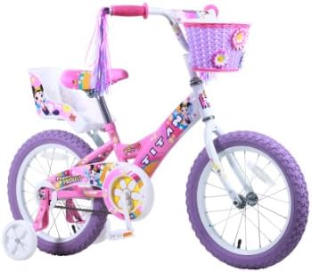 Titan Girls BMX Bike for Kids Ages 4-7, 16-Inch Wheels, 9-Inch Frame, Training Wheels, Toy Seat, Doll Basket, Streamers, First Bike, Princess Bicycle, Gift for Girls