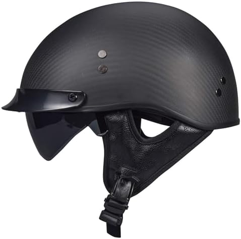 VCOROS Carbon Fiber Open Face Retro Motorcycle Half Helmet DOT