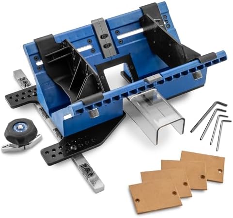 Rockler Deluxe Spline Jig for Table Saw & Router Table - Adjustable Box Joint Fixture with 45 Degree Miter Sled