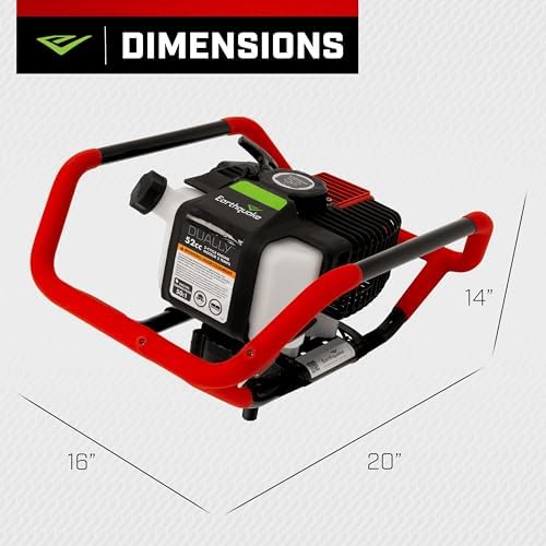 EARTHQUAKE 10310 Dually 1 or 2-Person Earth Auger Powerhead, 52cc 2-Cycle Viper Engine, Fits All Auger Bits 2”-10” Wide