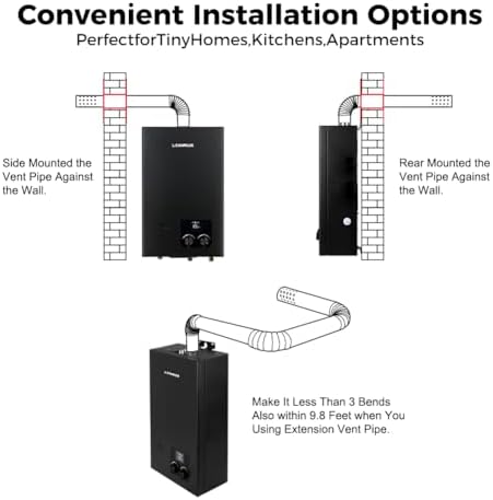 CAMPLUX Propane Tankless Water Heater 2.64 GPM, CM264 Gas Tankless Water Heater Indoor, 68,000 BTU On Demand Instant Hot, White