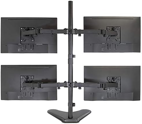 Mount-It! Quad Monitor Stand for 4 Screens up to 32", Free Standing Multi Monitor Desk Mount, Height Adjustable 34.8", 17.6 lbs Each