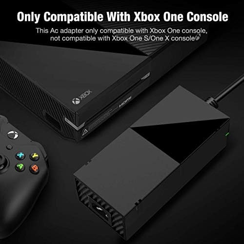 SUMLINK Power Supply Brick for Xbox One, AC Adapter Cable Replacement Kit for Xbox One Console Games, Auto Voltage 100-240V, Black