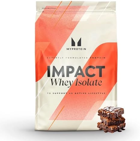 Myprotein Impact Whey Protein Isolate, 2.2 Lbs (30 Servings) Chocolate Brownie, 25g Protein & 6g BCAA Per Serving, Gluten-Free Shake for Muscle Strength & Recovery