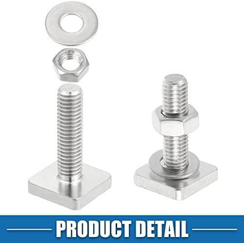 Car Roof Rack T Shaped Slot Bolt M8 W/Nuts Washer T Shaped Track Bolts Roof Rack Cargo Carrier Bolt Accessories Stainless Steel (Pack of 6)
