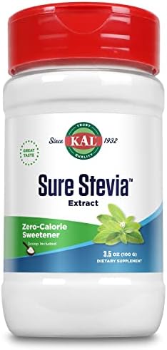 KAL Sure Stevia Extract Powder, Low Carb, Plant Based Stevia Sweetener, Great Taste, Zero Calories, Zero Sugar, Low Glycemic & Perfect for a Keto Diet, 60-Day Guarantee, Approx. 1820 Servings, 3.5oz | Zero Calorie Sweetener - Organic, Keto Friendly & Low…