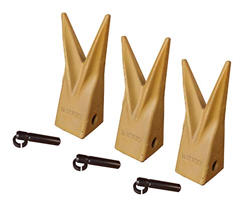 3 CAT Style Backhoe Bucket Twin Tiger Rock Teeth w Pins & Retainers- 1U-3202WTL