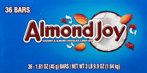ALMOND JOY Coconut and Almond Chocolate Candy Bars, 1.61 oz (36 Count)