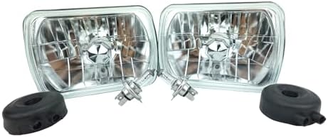 H&A Motorsports H6054 7"x6" Chrome Housing Diamond Cut Headlights Replacement Glass H4 7x6