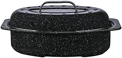 Granite Ware 13" Oval Roaster with Lid – Enameled Steel, Oven Safe to 932°F – Ideal for Roasting, Baking & Sourdough Bread – Self-Basting Cover, Dishwasher Safe, 7 lb Capacity | Oval Roaster Capacity, Roasts Up To 7 Lb Poultry Or Meat, Covered Cooking fo…