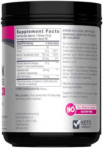 NeoCell Collagen Peptides Powder | 6.9 oz | Unflavored Supplement | with Vitamin C and Hyaluronic Acid | Advanced Formula | Hair, Skin, & Nails | for Women and Men | With Vitamin C and Hyaluronic Acid | Advanced Formula | Hair, Skin, & Nails | for Women…