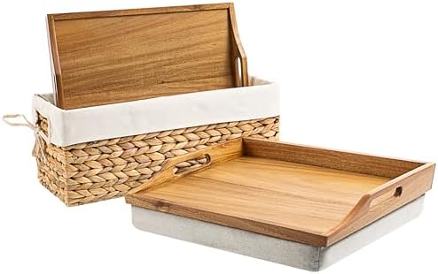 ROSSIE HOME Wood Lap Tray – Natural Acacia, Fits 15.6” Laptops