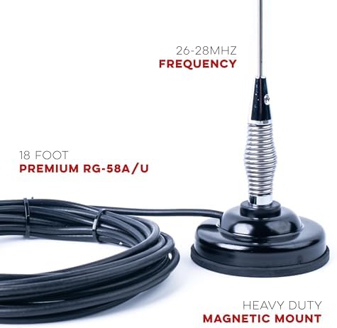 Nagoya CB-72 High-Performance 28" CB Antenna Kit - Universal 26-28 MHz Coverage with Heavy-Duty Magnetic Mount