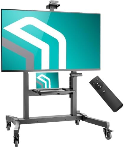 ONKRON Motorized TV Stand 50-100", up to 265 lbs, max VESA 1000x600, Black | Electric TV lift height adjustable 44.5"-63", remote, tilt