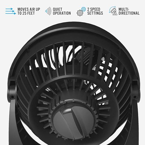 Vornado 133 Personal Air Circulator Fan, Black, 2 Speeds, Adjustable Head | Small Room Air Circulator, Table Fan for Desk, Nightstand