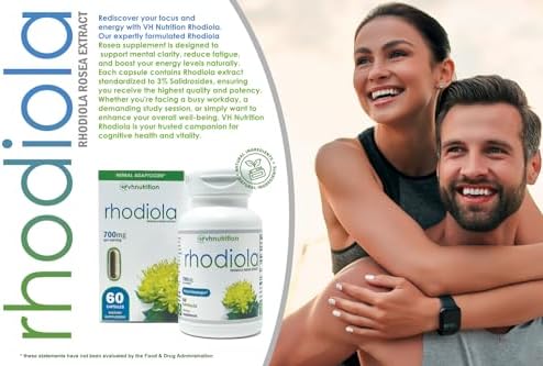 RHODIOLA | Rhodiola Rosea Supplement | 3% Salidrosides Standardized Extract | 60 Easy-to-Swallow Capsules