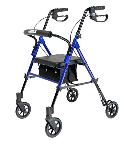 Lumex Set n' Go Rollator, Height-Adjustable, Rolling Walkers for Seniors with Seat, Silver