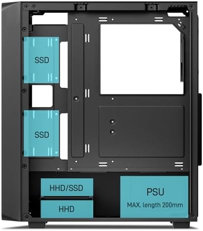 DARKROCK EC2 ATX Mid Tower Gaming Computer PC Case, Type-C Ready | Supports 50 Series Graphics Cards, Tempered Glass Side Panel
