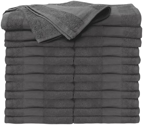 ForPro 24ct Bleach Tough Salon Towels, 16Wx27L in, Cool Grey, 100% Cotton | for Salon, Spa & Gym Use, Hand Towels, Bleach-Safe Salon Towels, Absorbent Spa Towels, Barber Towels, Salon & Spa Essentials