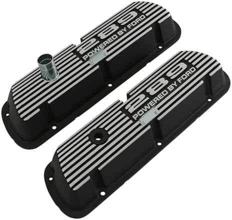 Aluminum Valve Covers with Official 289" "Powered by Ford Lettering in a Silver Powder Coated Finish, Compatible with 1964-1973 Ford Mustang