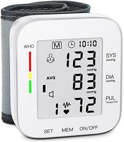 MMIZOO Wrist Blood Pressure Monitor BP Machine with Carrying Case White