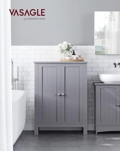 VASAGLE Floor Storage Cabinet, Freestanding Storage Unit with 3 Drawers, 1 Adjustable Shelf, for Bathroom Living Room Dining Kitchen, 11.8 x 23.6 x 31.5 Inches, Cloud White UBBC049WH01S