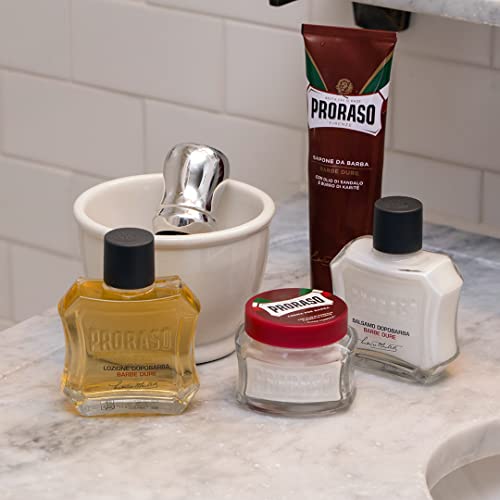 Proraso After Shave Lotion - Sandalwood Oil & Shea Butter - Moisturizing & Nourishing After Shave Splash for Coarse Beards or Hard - Premium Italian