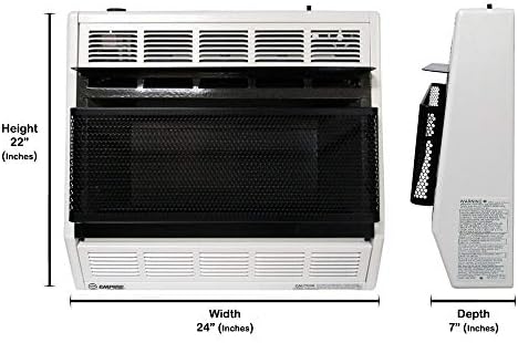 Empire BF30 White Vent Free Blue Flame Heater Propane 30000 BTU Thermostatic Control